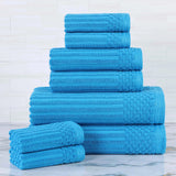 Soho Ribbed Cotton Absorbent Medium Weight 8 Piece Towel Set