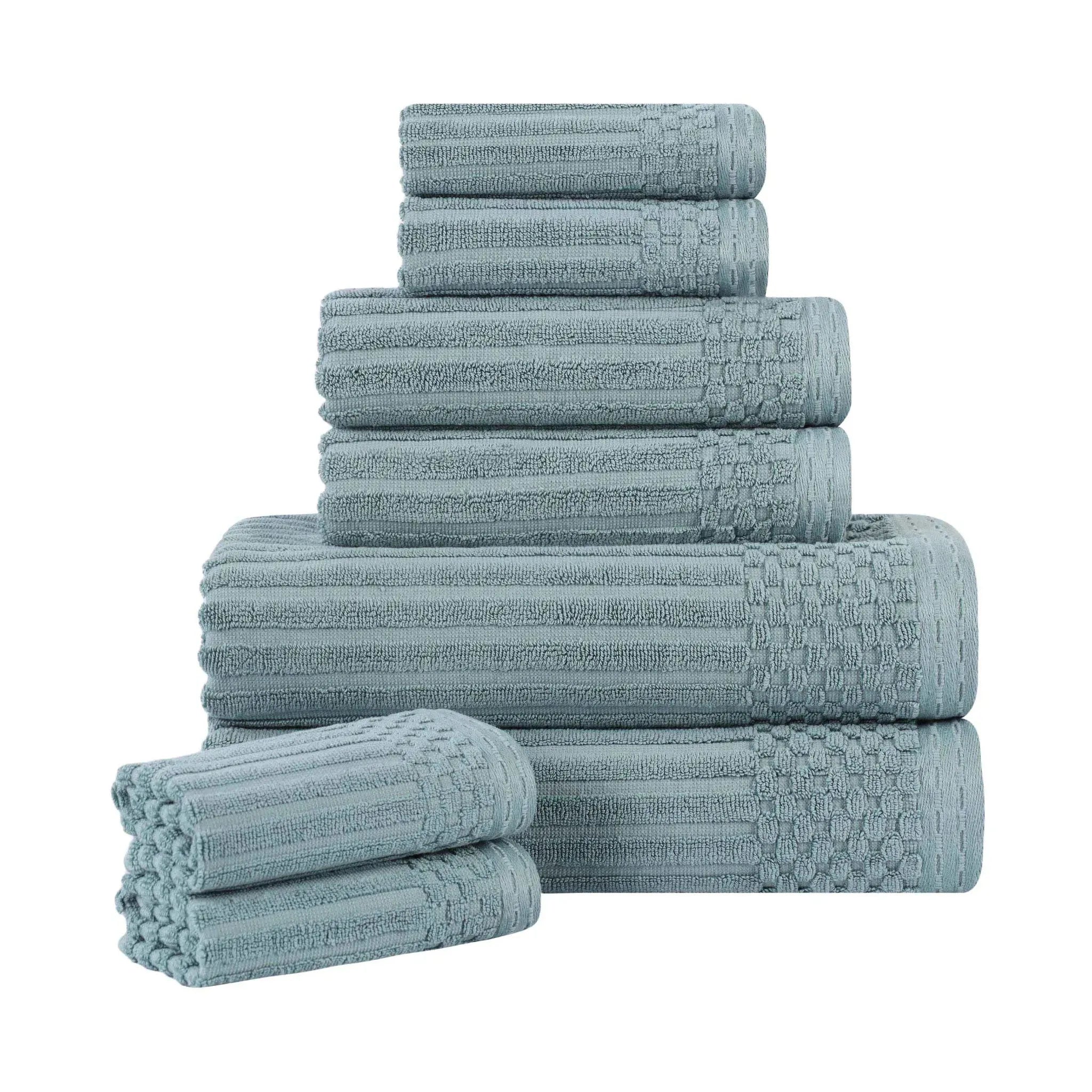 Soho Ribbed Cotton Absorbent Medium Weight 8 Piece Towel Set