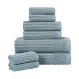 Soho Ribbed Cotton Absorbent Medium Weight 8 Piece Towel Set
