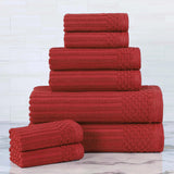 Soho Ribbed Cotton Absorbent Medium Weight 8 Piece Towel Set