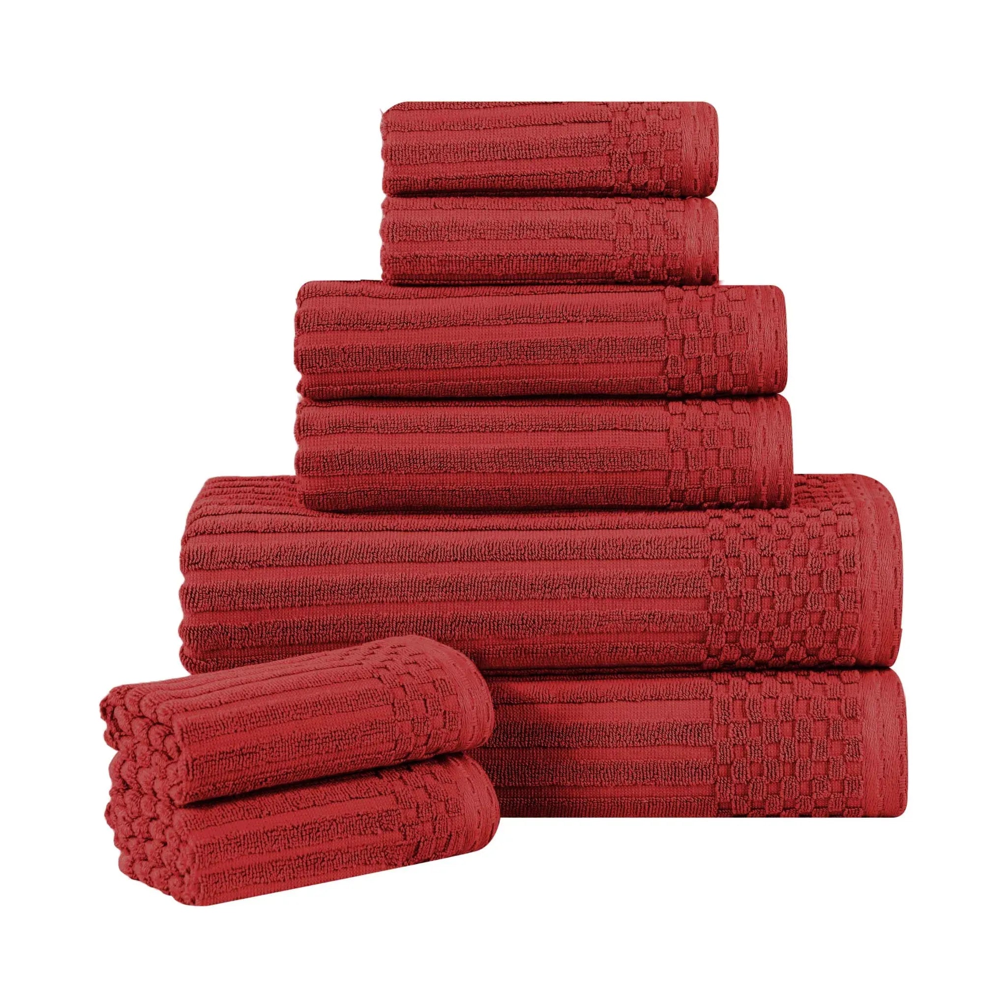 Soho Ribbed Cotton Absorbent Medium Weight 8 Piece Towel Set