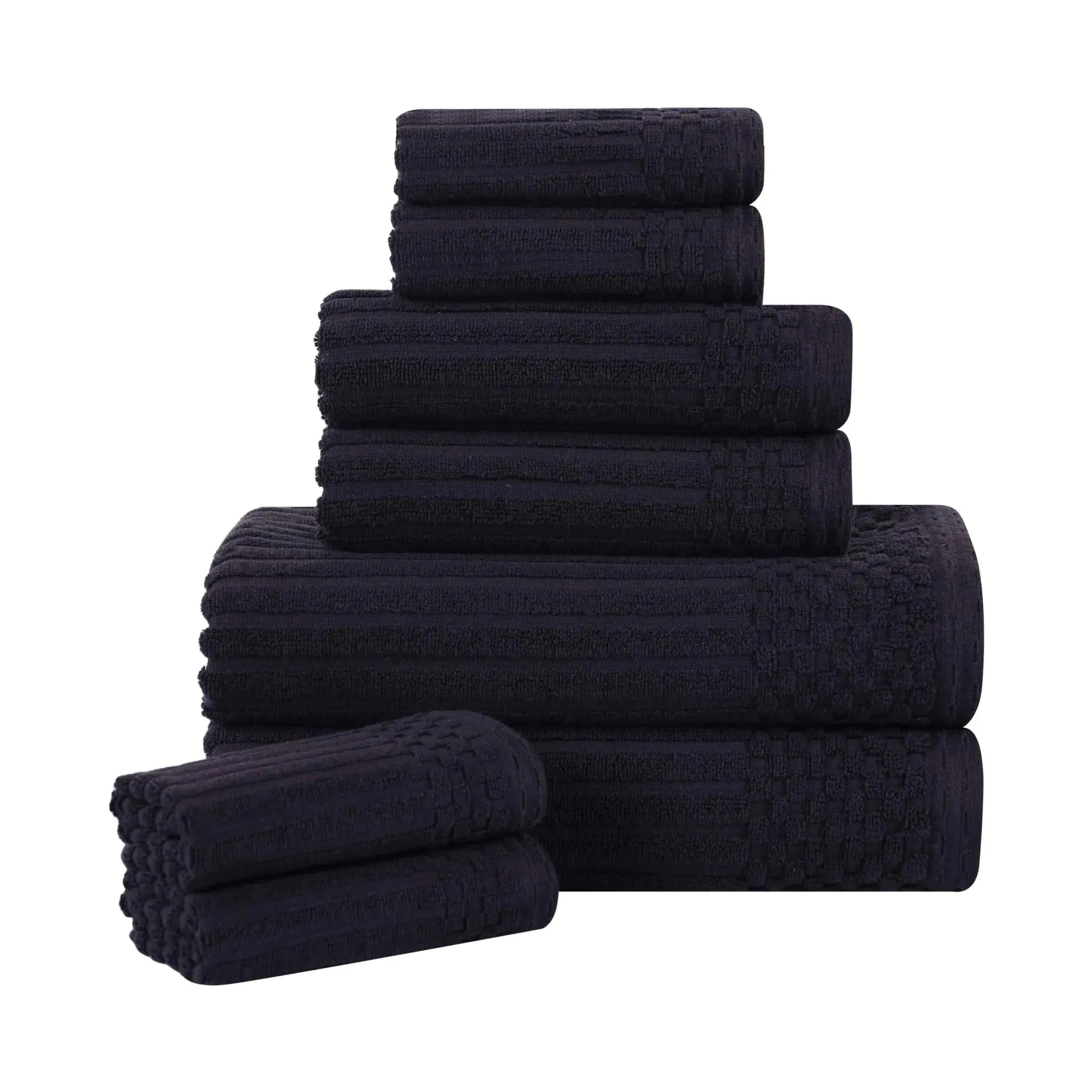 Soho Ribbed Cotton Absorbent Medium Weight 8 Piece Towel Set