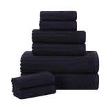 Soho Ribbed Cotton Absorbent Medium Weight 8 Piece Towel Set