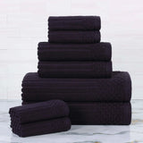 Soho Ribbed Cotton Absorbent Medium Weight 8 Piece Towel Set