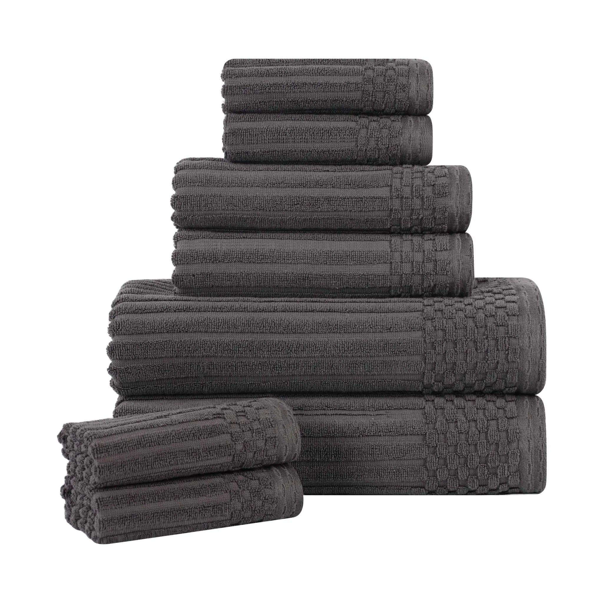 Soho Ribbed Cotton Absorbent Medium Weight 8 Piece Towel Set