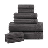 Soho Ribbed Cotton Absorbent Medium Weight 8 Piece Towel Set