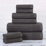 Soho Ribbed Cotton Absorbent Medium Weight 8 Piece Towel Set