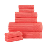 Soho Ribbed Cotton Absorbent Medium Weight 8 Piece Towel Set