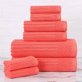 Soho Ribbed Cotton Absorbent Medium Weight 8 Piece Towel Set