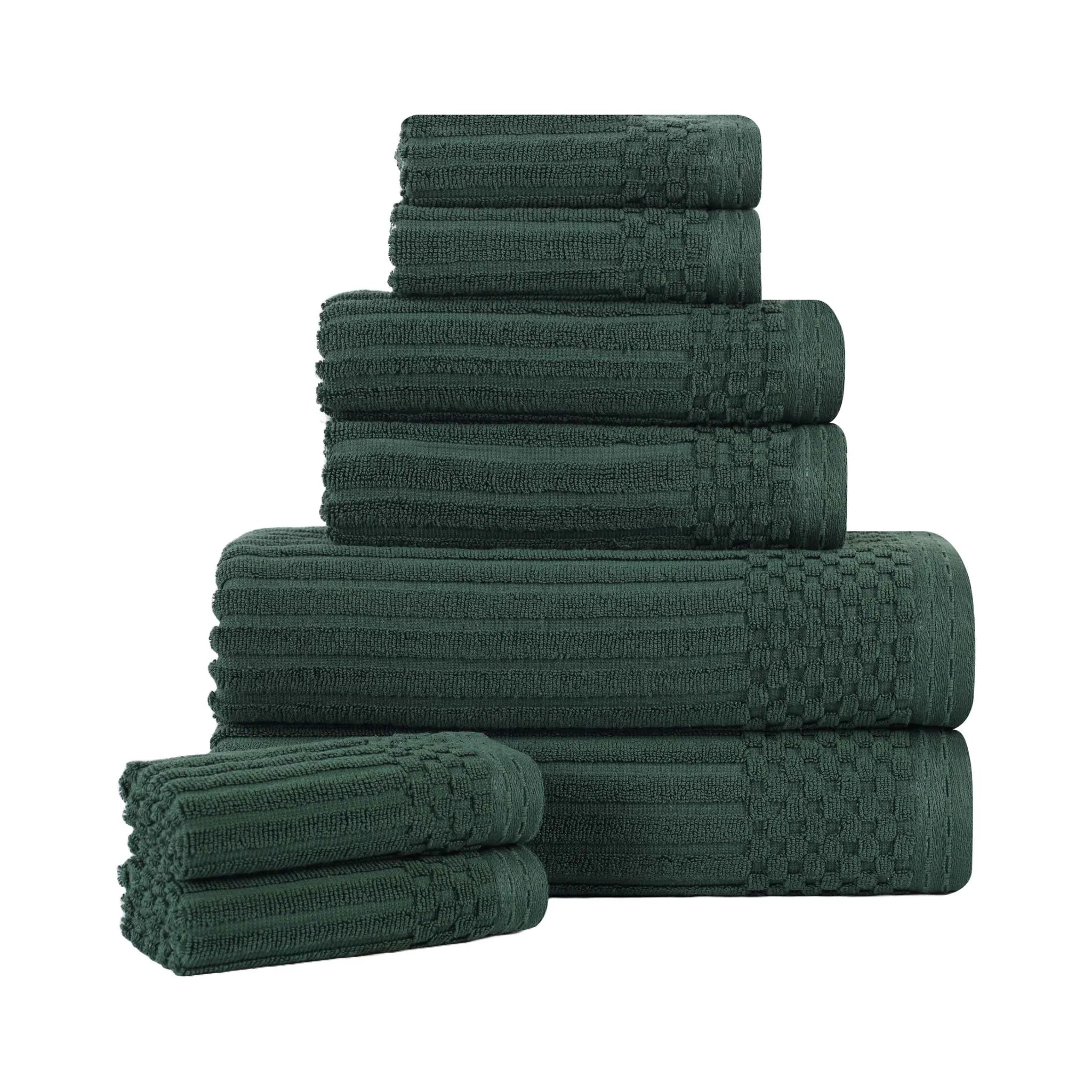 Soho Ribbed Cotton Absorbent Medium Weight 8 Piece Towel Set