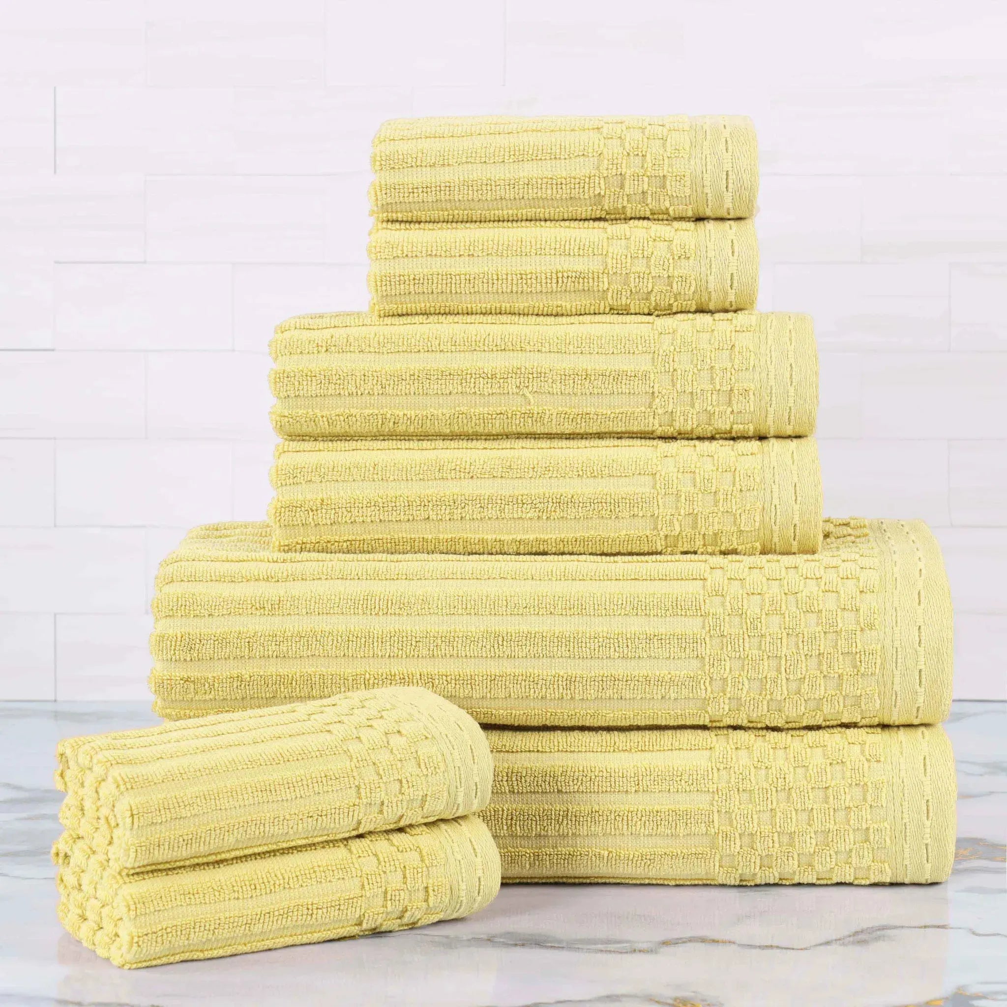 Soho Ribbed Cotton Absorbent Medium Weight 8 Piece Towel Set