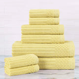 Soho Ribbed Cotton Absorbent Medium Weight 8 Piece Towel Set