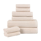 Soho Ribbed Cotton Absorbent Medium Weight 8 Piece Towel Set