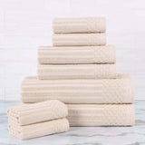 Soho Ribbed Cotton Absorbent Medium Weight 8 Piece Towel Set