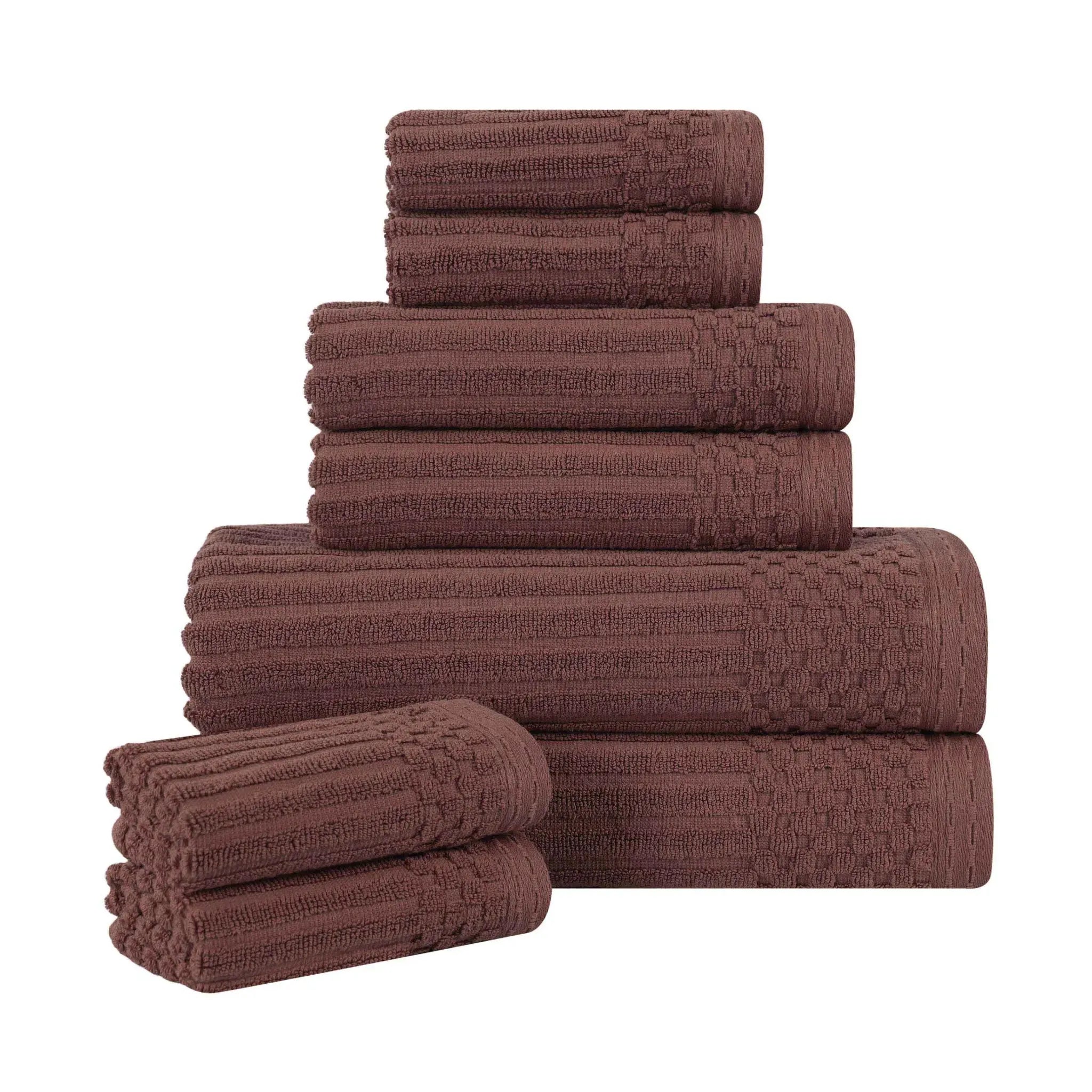 Soho Ribbed Cotton Absorbent Medium Weight 8 Piece Towel Set