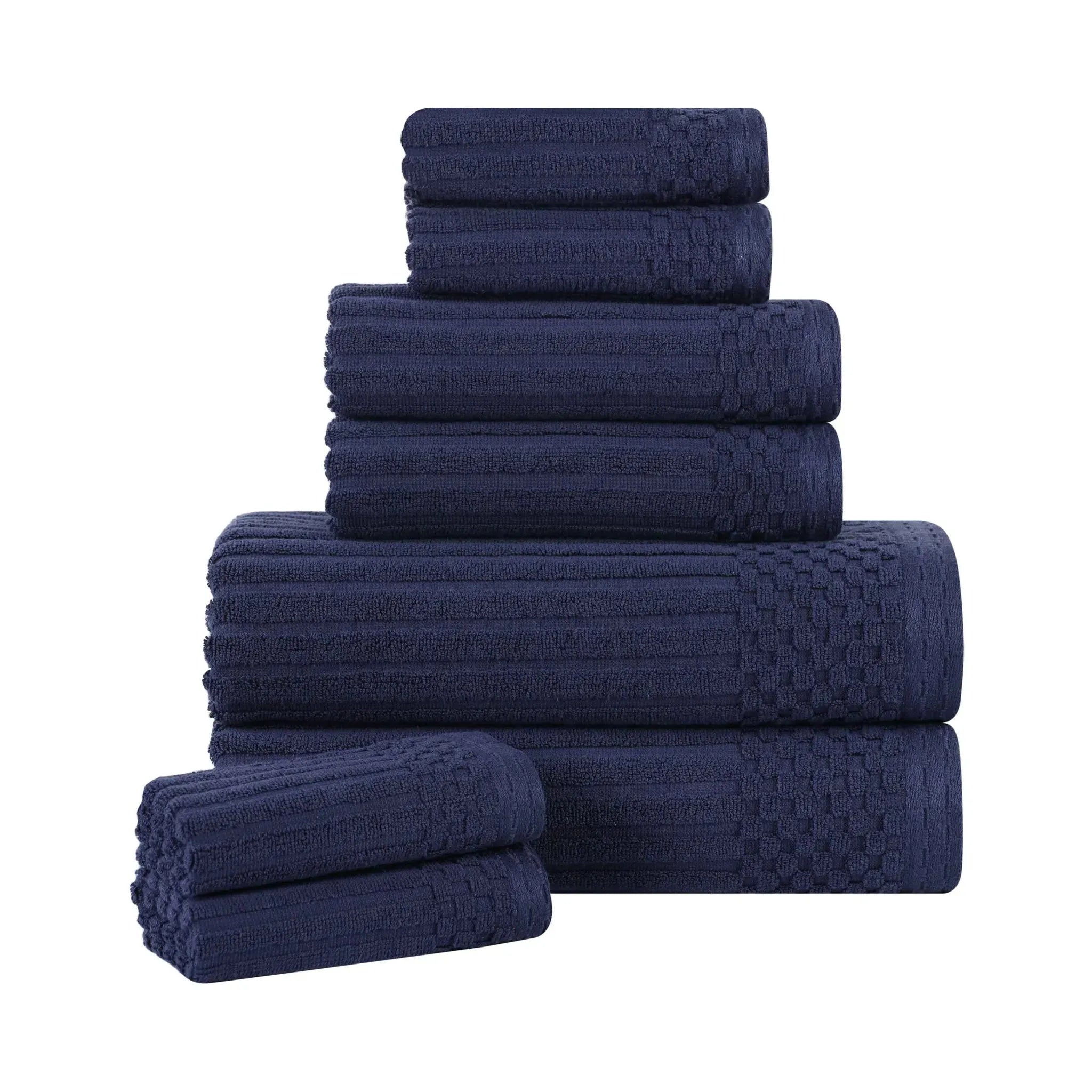 Soho Ribbed Cotton Absorbent Medium Weight 8 Piece Towel Set
