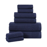 Soho Ribbed Cotton Absorbent Medium Weight 8 Piece Towel Set