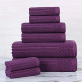 Soho Ribbed Cotton Absorbent Medium Weight 8 Piece Towel Set