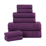 Soho Ribbed Cotton Absorbent Medium Weight 8 Piece Towel Set