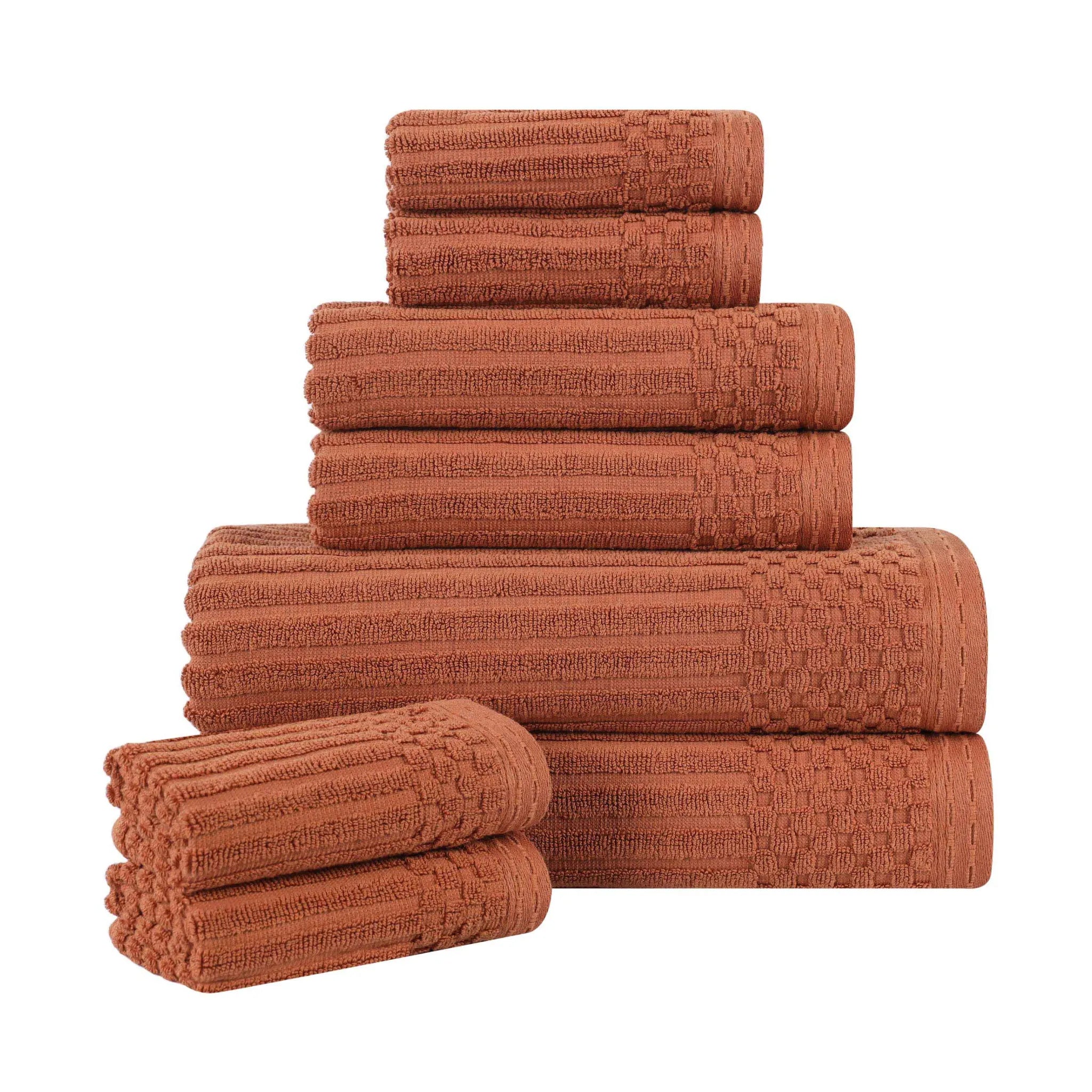 Soho Ribbed Cotton Absorbent Medium Weight 8 Piece Towel Set