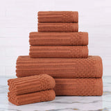 Soho Ribbed Cotton Absorbent Medium Weight 8 Piece Towel Set