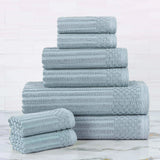 Soho Ribbed Cotton Absorbent Medium Weight 8 Piece Towel Set