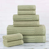 Soho Ribbed Cotton Absorbent Medium Weight 8 Piece Towel Set