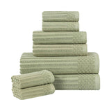 Soho Ribbed Cotton Absorbent Medium Weight 8 Piece Towel Set