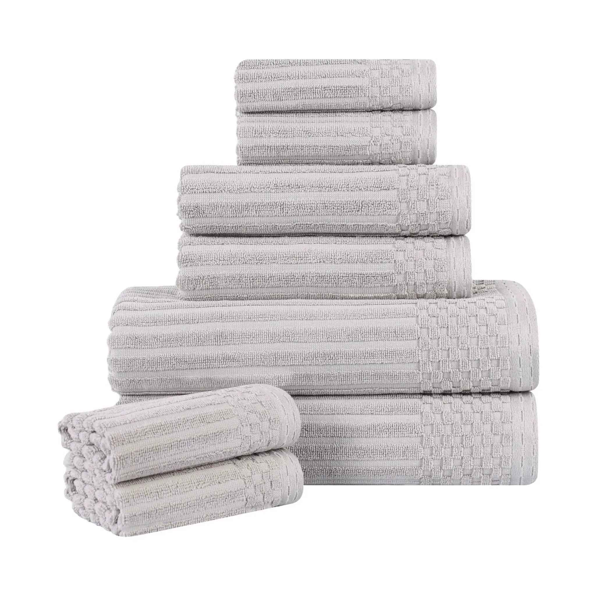 Soho Ribbed Cotton Absorbent Medium Weight 8 Piece Towel Set