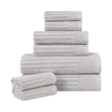Soho Ribbed Cotton Absorbent Medium Weight 8 Piece Towel Set