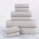 Soho Ribbed Cotton Absorbent Medium Weight 8 Piece Towel Set