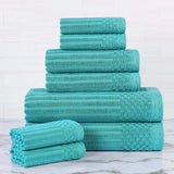 Soho Ribbed Cotton Absorbent Medium Weight 8 Piece Towel Set