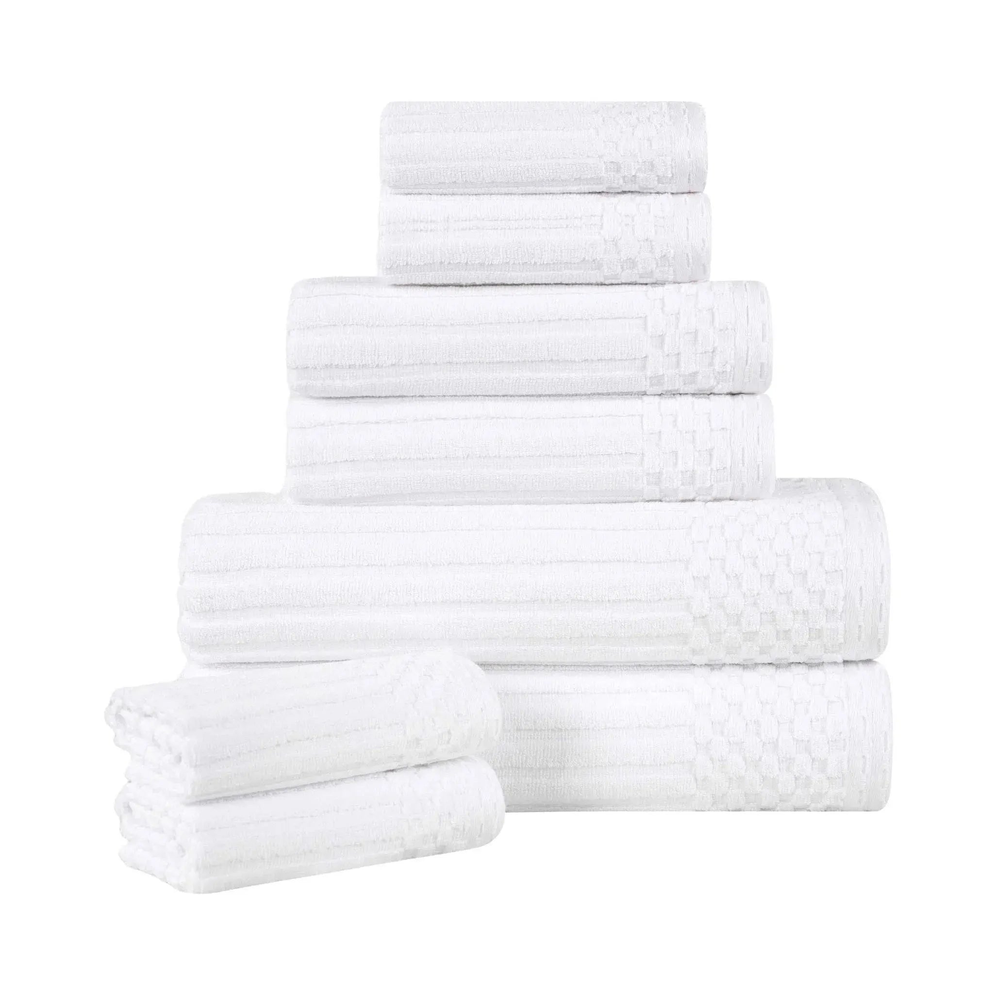 Soho Ribbed Cotton Absorbent Medium Weight 8 Piece Towel Set