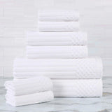 Soho Ribbed Cotton Absorbent Medium Weight 8 Piece Towel Set