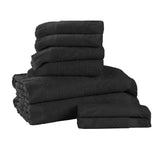Rolla Cotton Geometric Jacquard Plush Soft Absorbent 8 Piece Towel Set