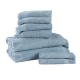 Rolla Cotton Geometric Jacquard Plush Soft Absorbent 8 Piece Towel Set