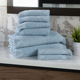 Rolla Cotton Geometric Jacquard Plush Soft Absorbent 8 Piece Towel Set