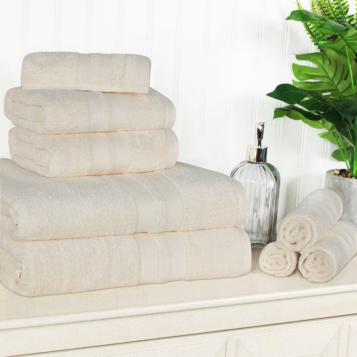 Ultra-Soft Cotton Absorbent Quick-Drying Solid 8 Piece Towel Set