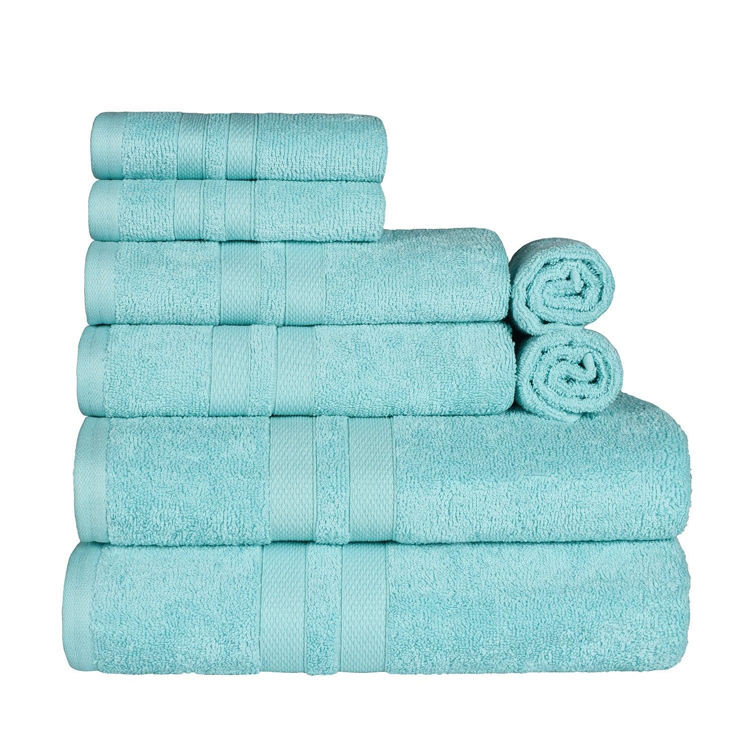 Ultra-Soft Cotton Absorbent Quick-Drying Solid 8 Piece Towel Set
