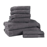 Rolla Cotton Geometric Jacquard Plush Soft Absorbent 8 Piece Towel Set