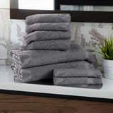 Rolla Cotton Geometric Jacquard Plush Soft Absorbent 8 Piece Towel Set