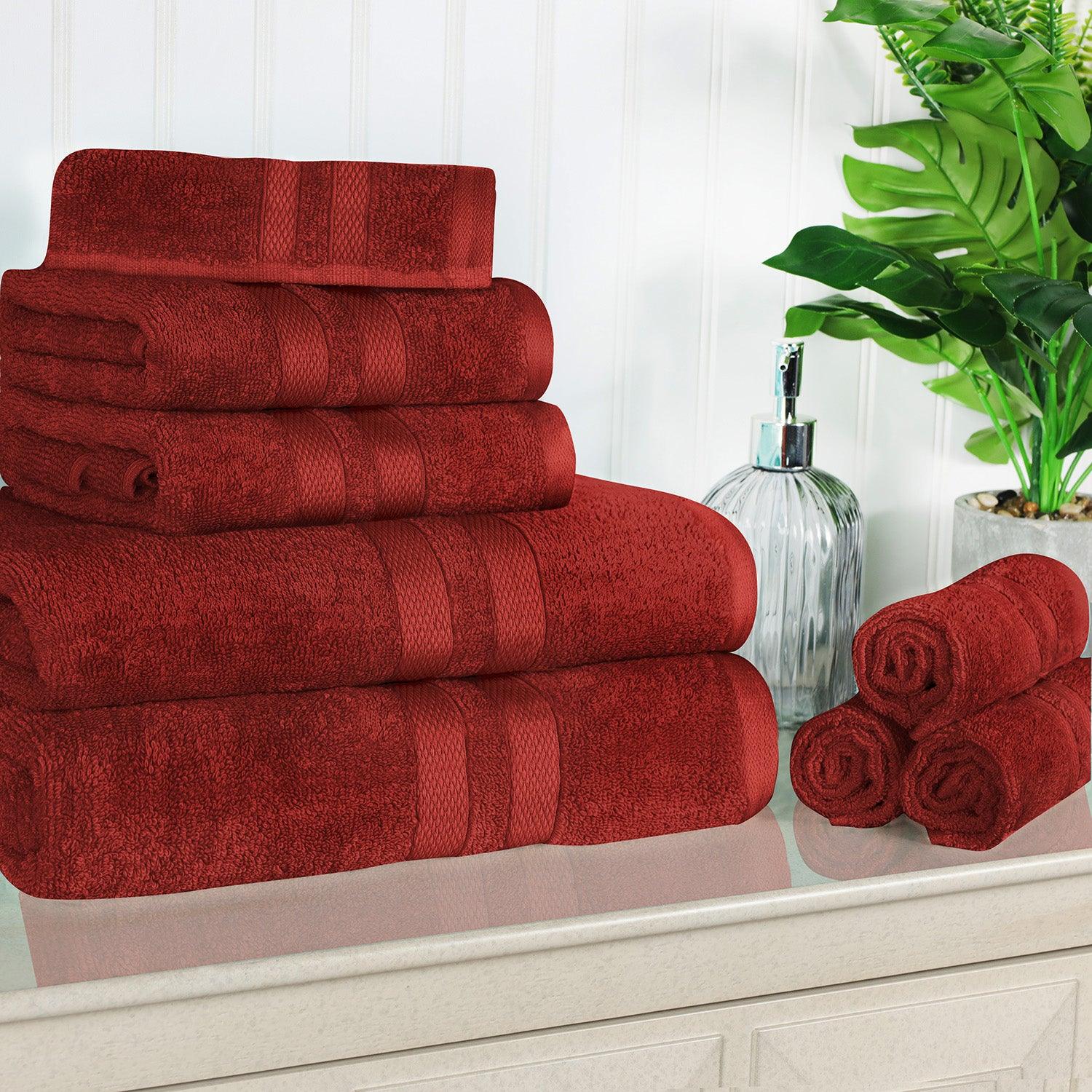 Ultra-Soft Cotton Absorbent Quick-Drying Solid 8 Piece Towel Set