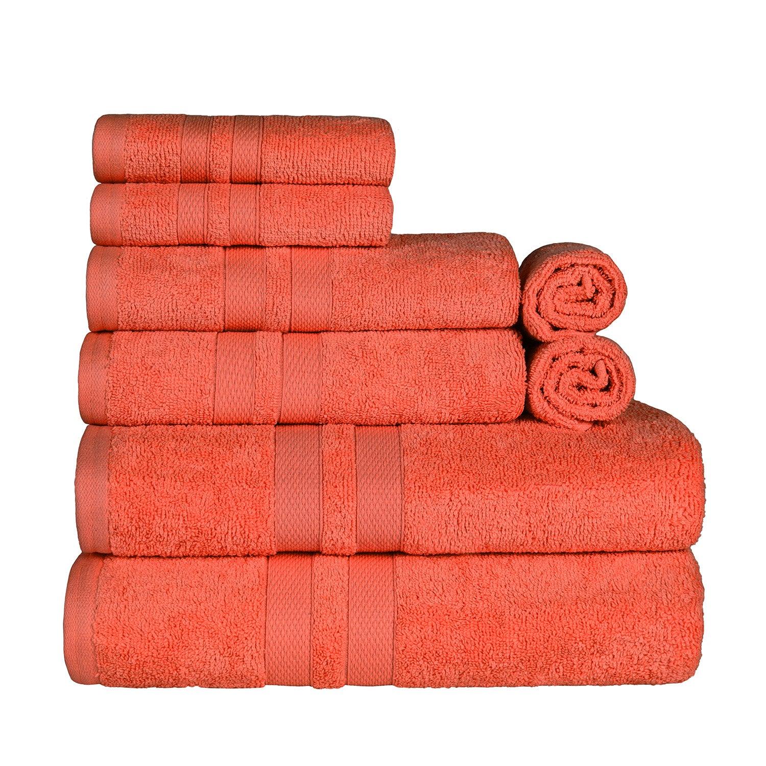 Ultra-Soft Cotton Absorbent Quick-Drying Solid 8 Piece Towel Set