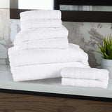 Rolla Cotton Geometric Jacquard Plush Soft Absorbent 8 Piece Towel Set