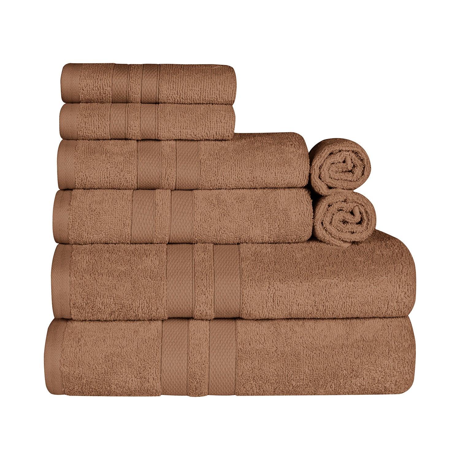 Ultra-Soft Cotton Absorbent Quick-Drying Solid 8 Piece Towel Set