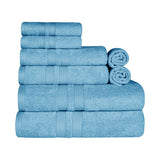 Ultra-Soft Cotton Absorbent Quick-Drying Solid 8 Piece Towel Set