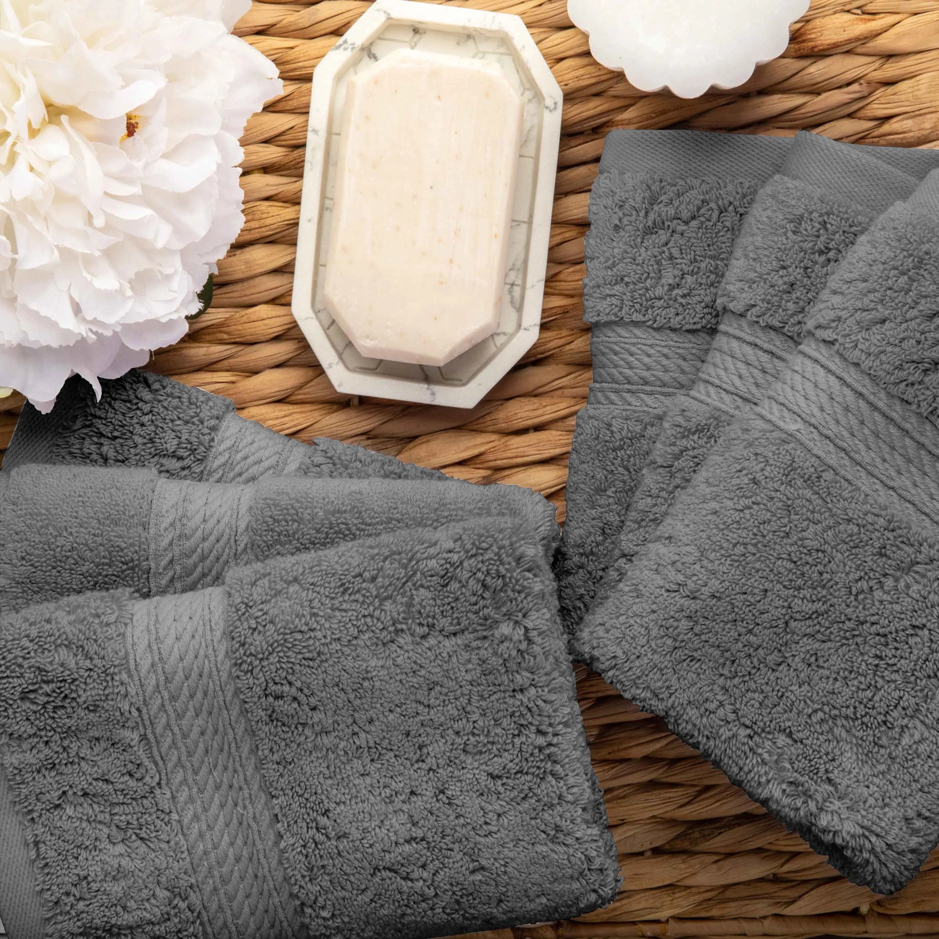 Superior Madison Egyptian Cotton Plush Face Towel Washcloth Set of 6