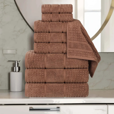 Napa Zero Twist Cotton Solid Waffle Honeycomb 9 Piece Towel Set