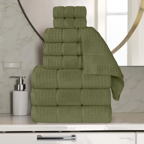 Napa Zero Twist Cotton Solid Waffle Honeycomb 9 Piece Towel Set