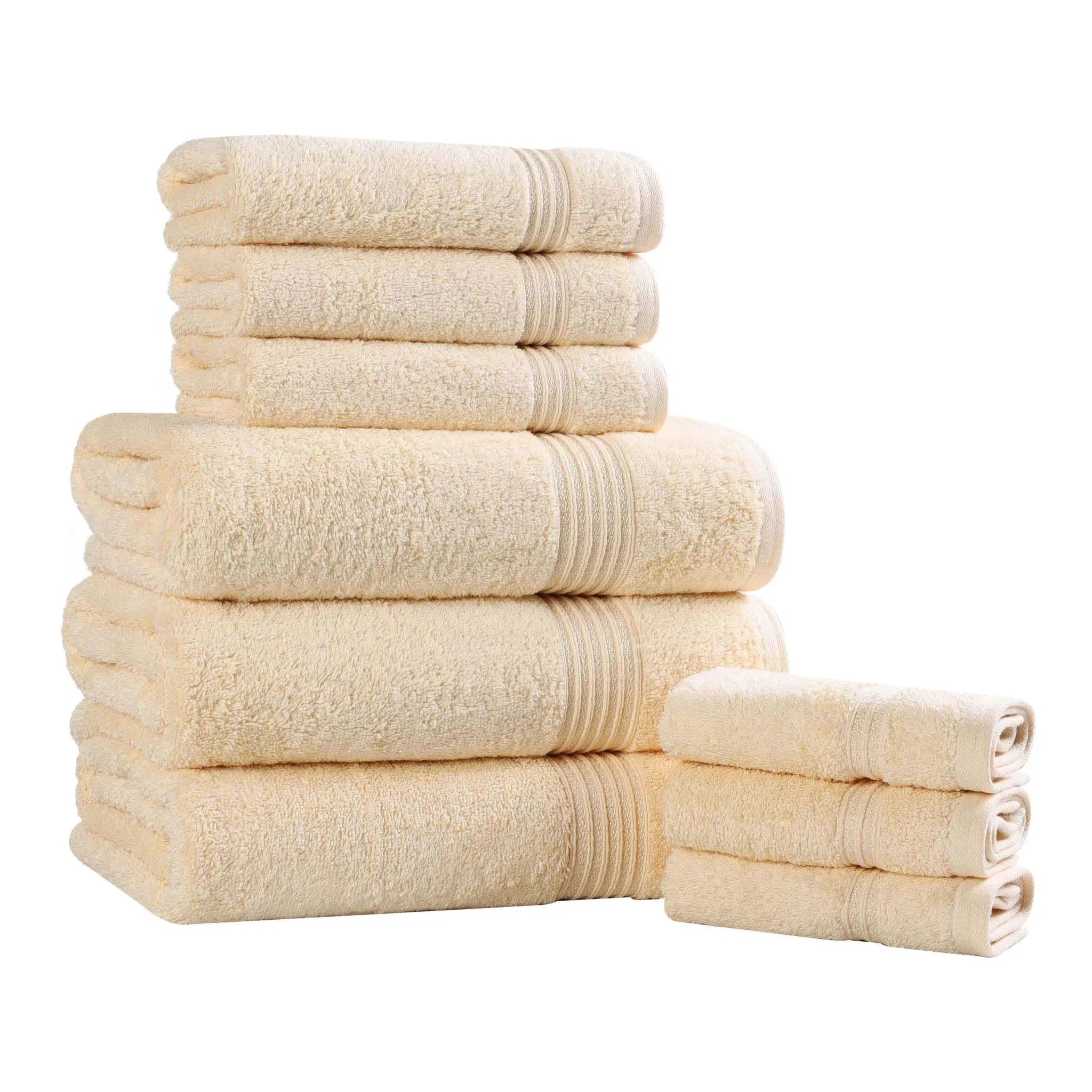 Heritage Egyptian Cotton Plush Absorbent Luxury 9 Piece Towel Set
